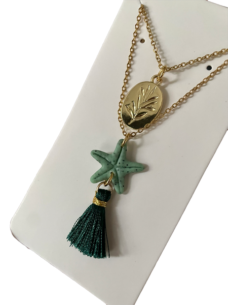 Collier étoile de mer à pompon