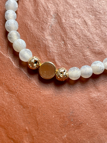 Bracelet agate blanc givré