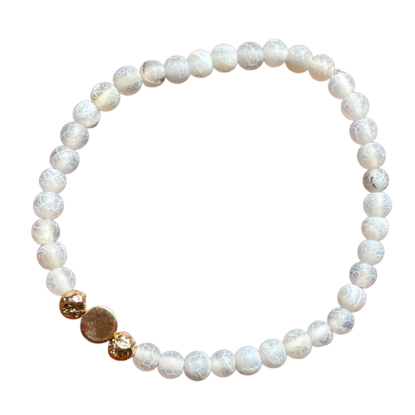 Bracelet agate blanc givré