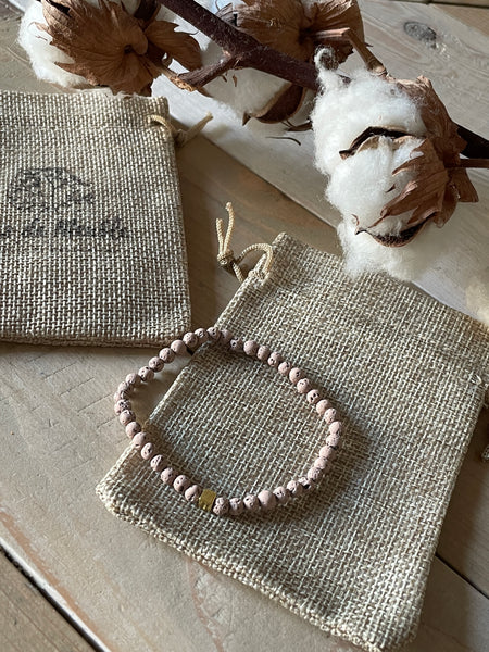 Bracelet pierre de lave rose