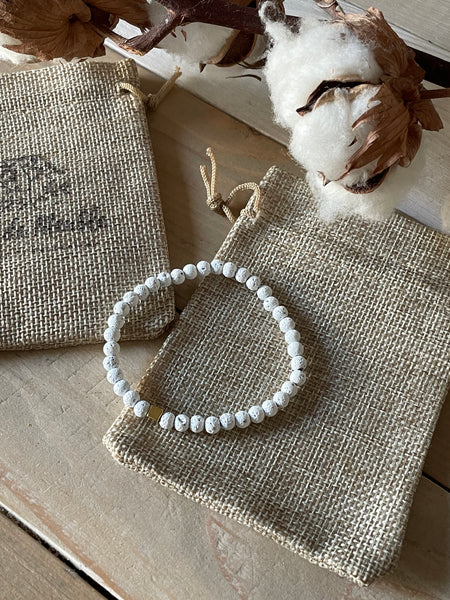 Bracelet pierre de lave blanche