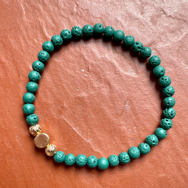 Bracelet pierre de lave émeraude