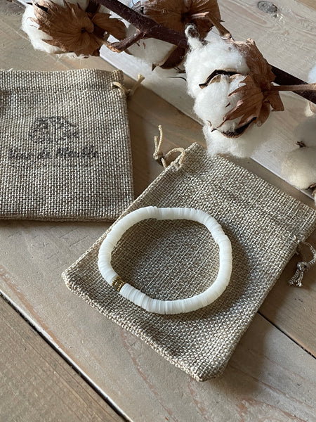 Bracelet blanc heishi