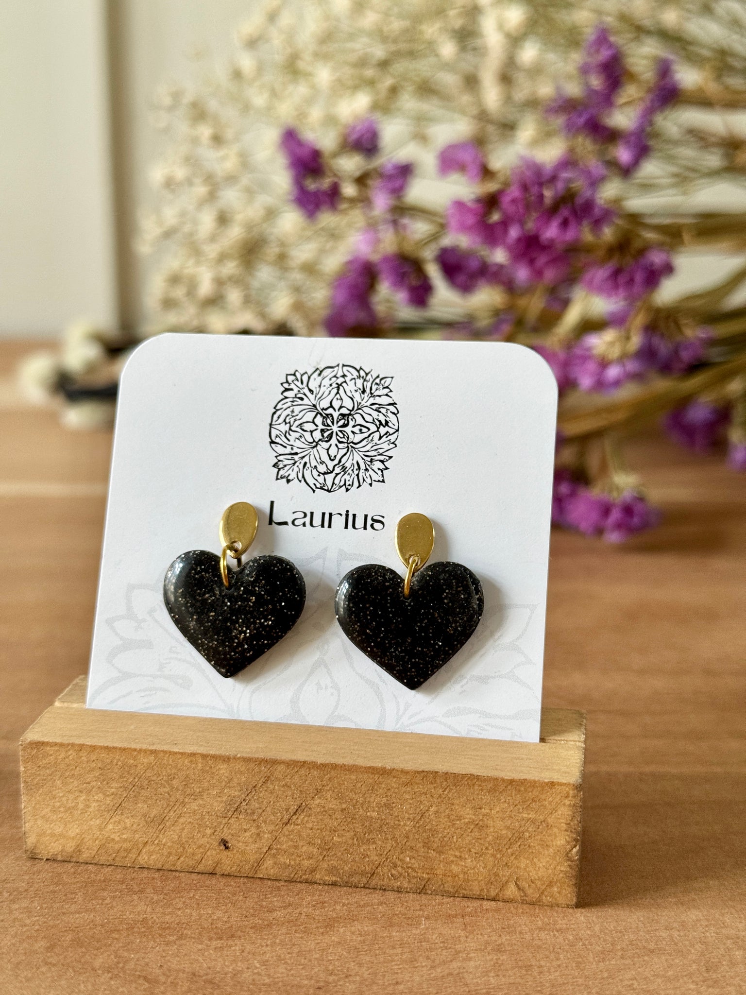 Boucles d'oreilles coeur à paillettes