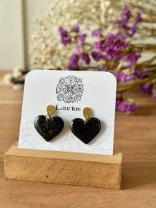 Boucles d'oreilles coeur à paillettes