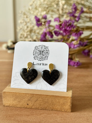 Boucles d'oreilles coeur à paillettes