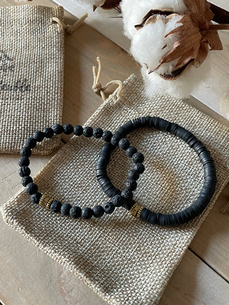 Bracelet noir heishi