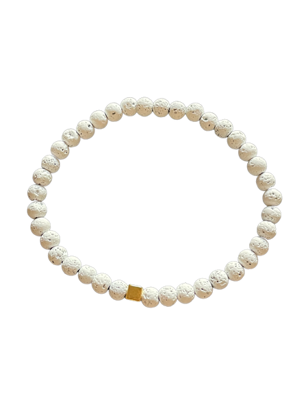 Bracelet pierre de lave blanche